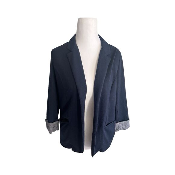 Skies Are Blue Blazer Women’s Small Blue 3/4 Sleeve Asa Knit Open Front Stretch - Picture 1 of 4